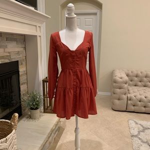 MISSGUIDED Rust Orange Color, short dress, Size US 2